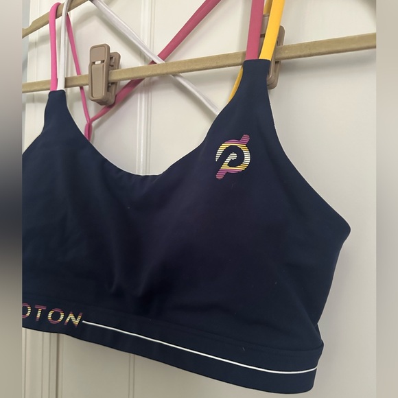 Peloton Sports Bra Cross Back Women's Navy Colorful Activewear Gym - Picture 3 of 7